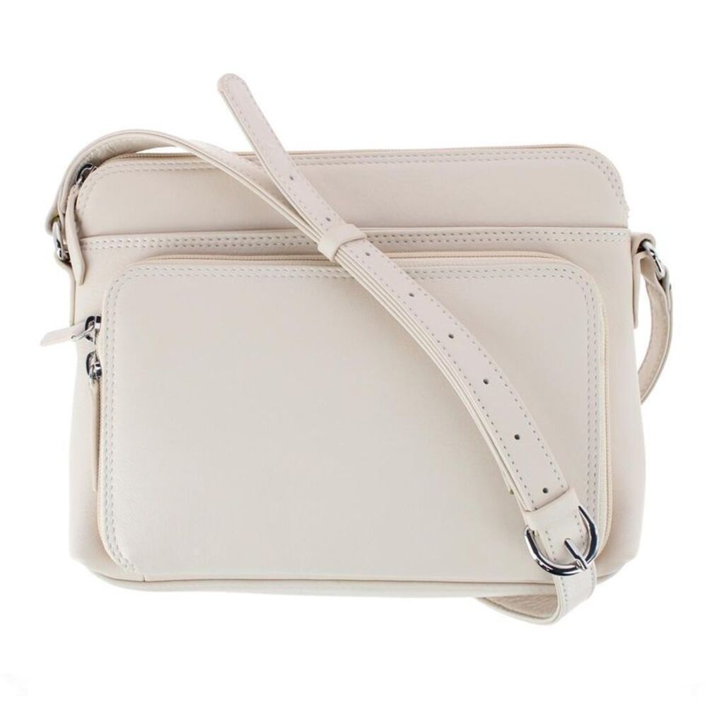 CTM Women's Leather Shoulder Bag Purse with Side Organizer
